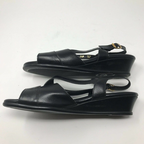 SAS Caress Black Wedge Casual Comfort Sandals - Picture 8 of 9